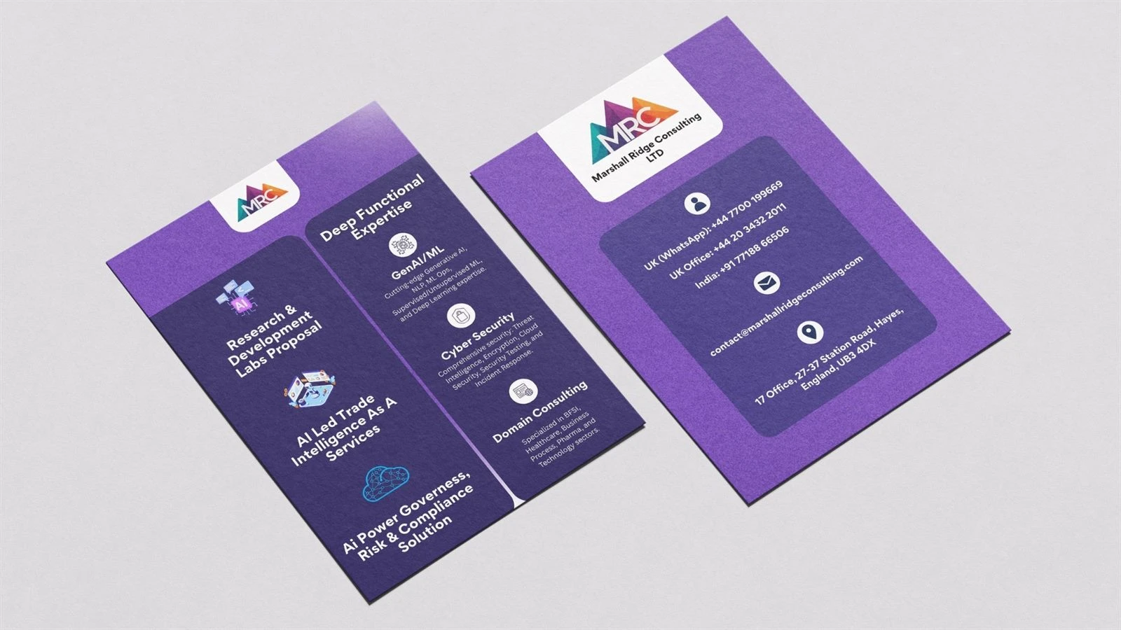 Marshall Ridge Consulting Print & Collateral work by Safar Spectrum Media