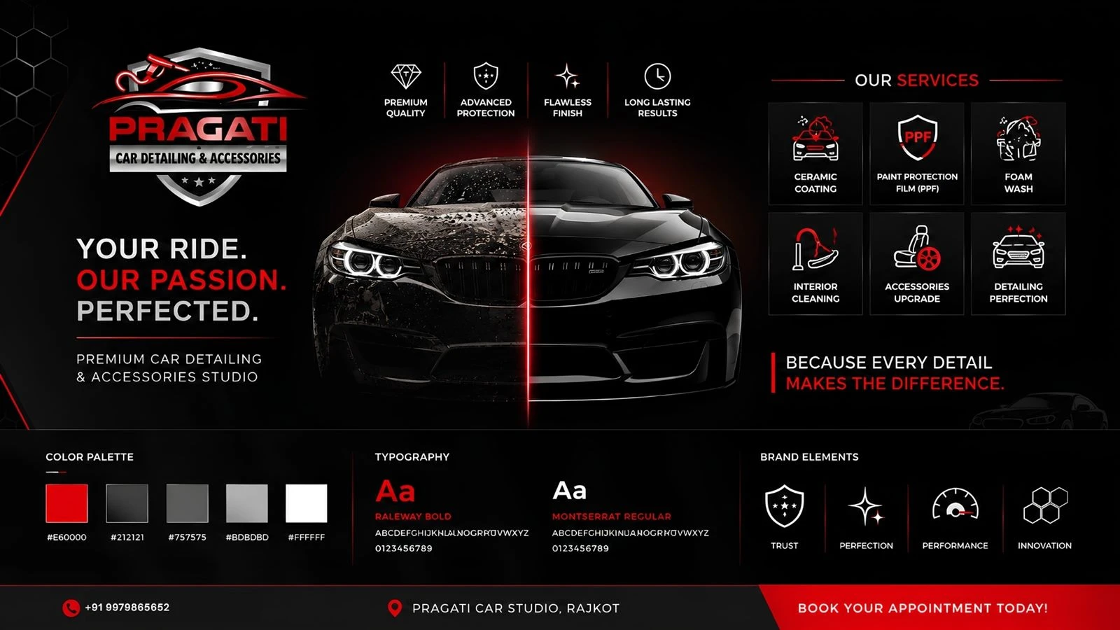 Pragati Car Studio Brand Identity work by Safar Spectrum Media