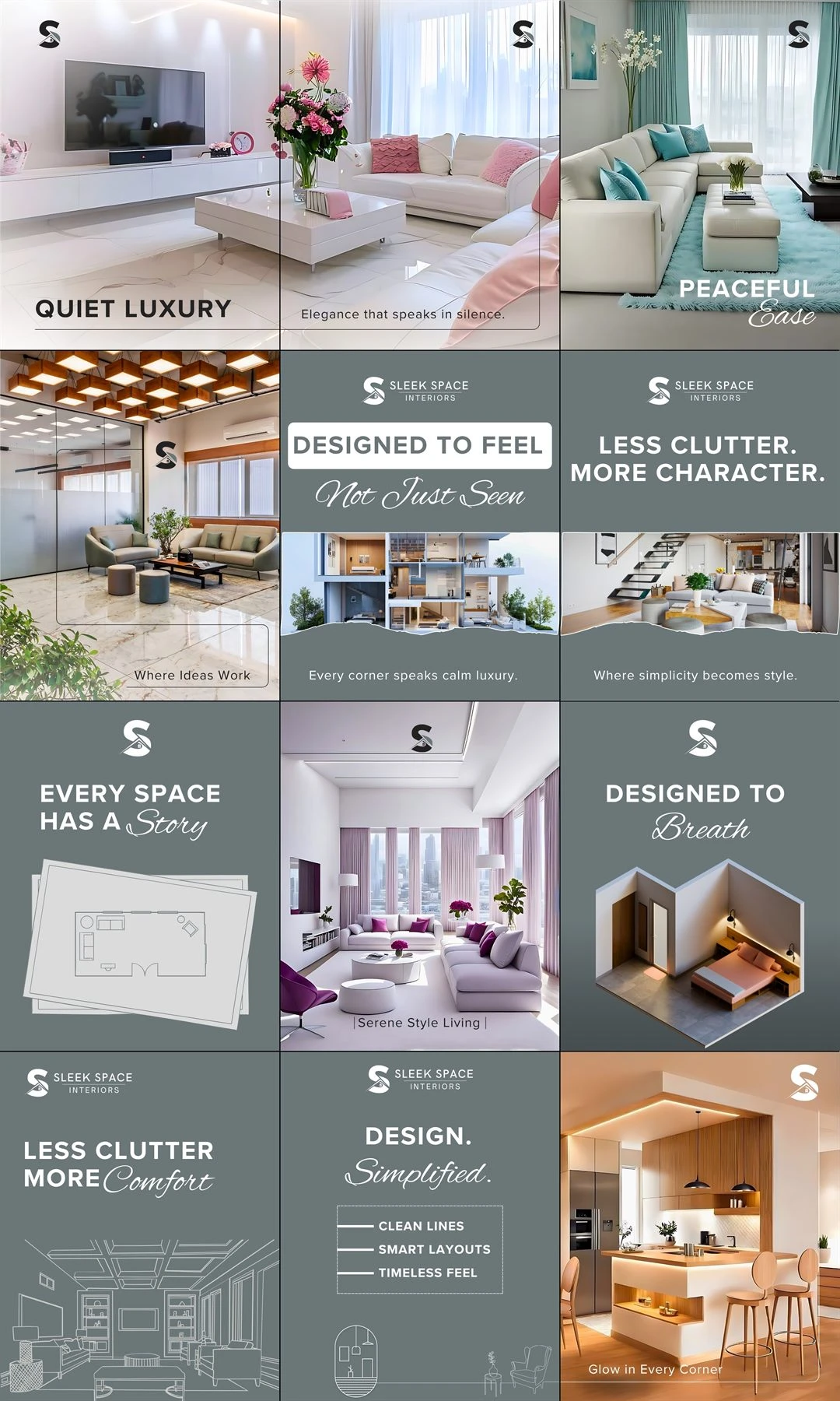 Sleek Space Interior Instagram Grid work by Safar Spectrum Media &mdash; Instagram feed grid