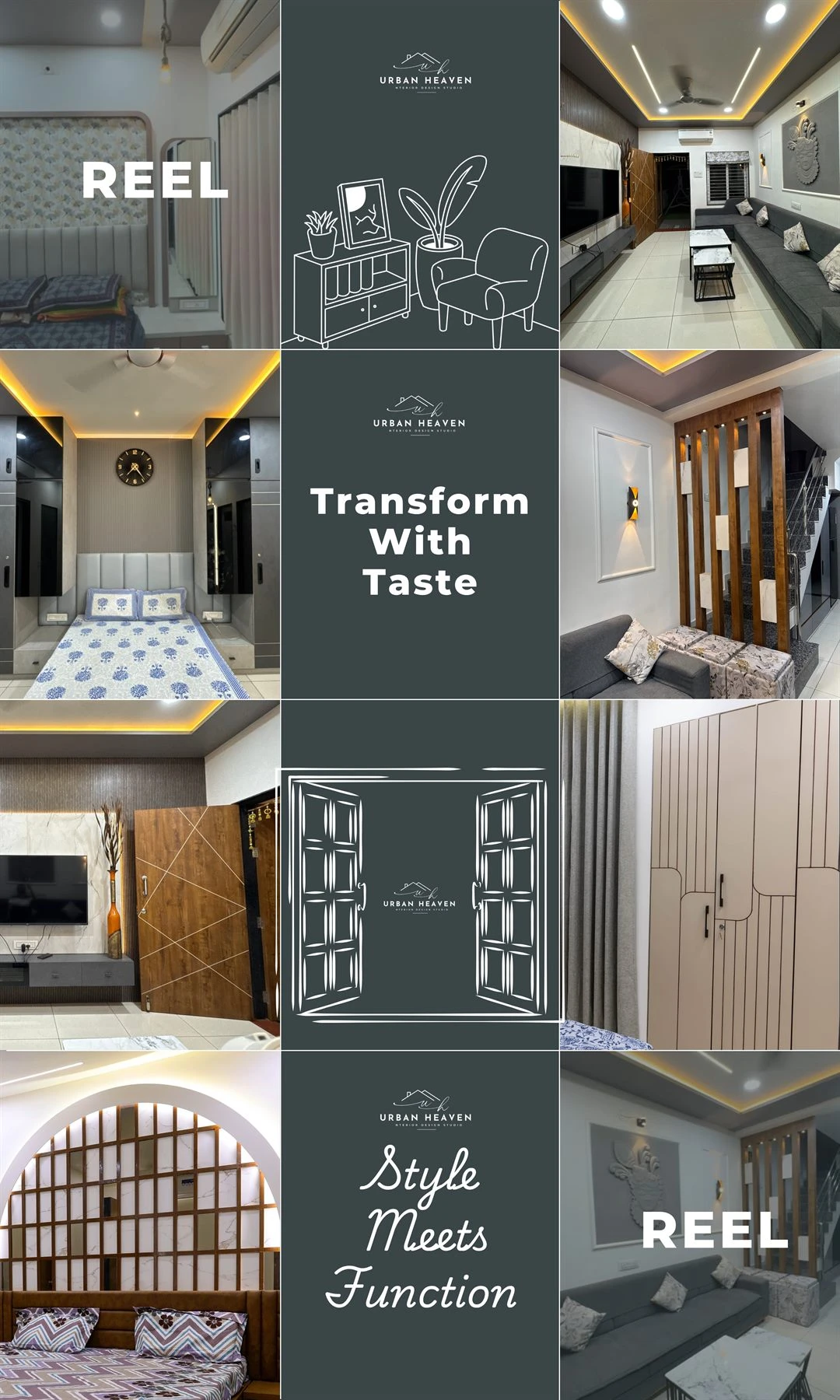 Urban Heaven Interior Instagram content grid — interior design social media photography